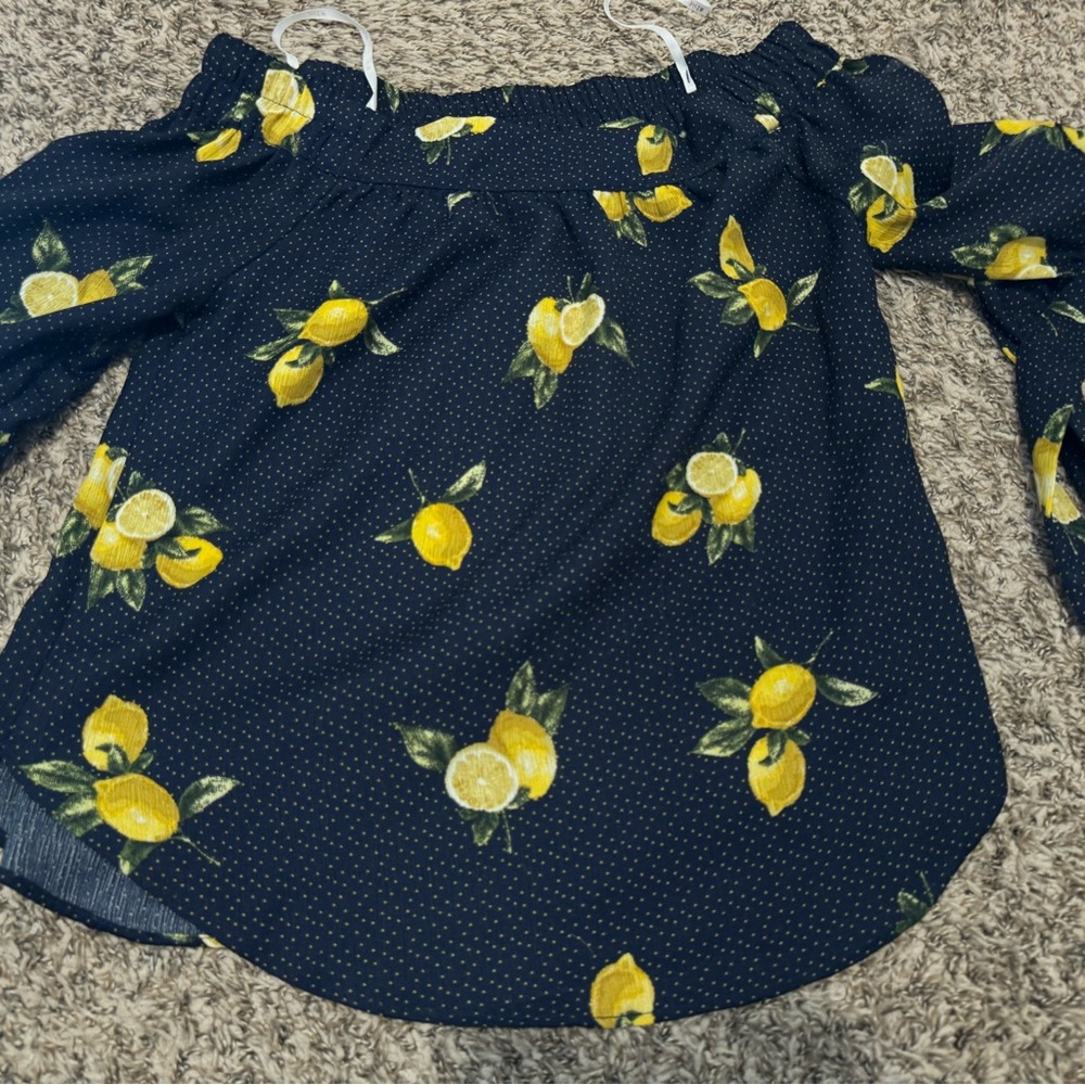 Lemon Print Off-Shoulder Top